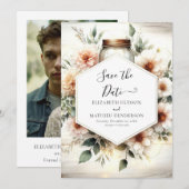 Save The Date Chic Romance Mason Jar Mariage (Devant / Derrière)