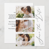 Save The Date Chic Romantic 3 Photos Wedding Trendy Engagement (Devant / Derrière)