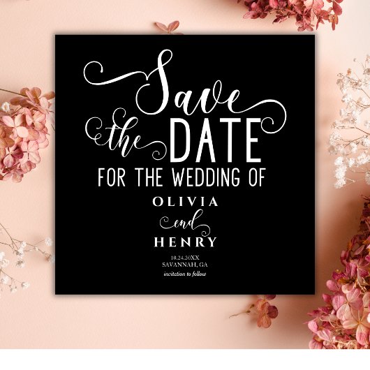Save The Date Chic romantique Calligrphy Noir gothique