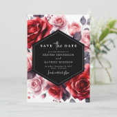 Save The Date Chic Romantique Crimson Mariage rouge (Debout devant)