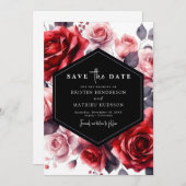 Save The Date Chic Romantique Crimson Mariage rouge (Devant / Derrière)