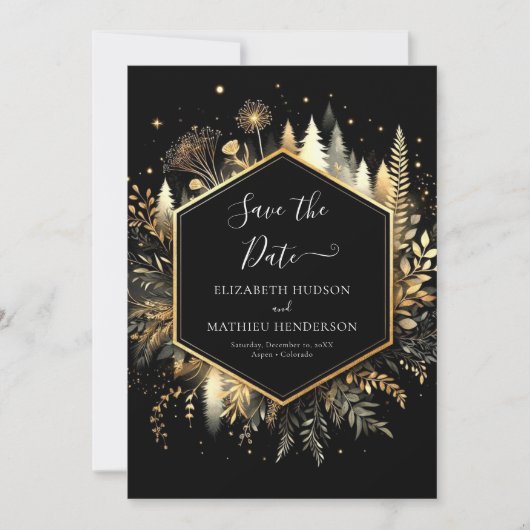 Save The Date Chic Romantique Enchanted Mariage Forêt (Devant)