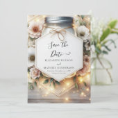 Save The Date Chic romantique Mason Jar Mariage (Debout devant)