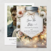 Save The Date Chic romantique Mason Jar Mariage (Devant / Derrière)