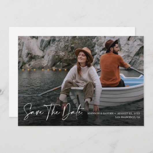 Save The Date Chic Romantique Script Élégant Photo (Devant / Derrière)