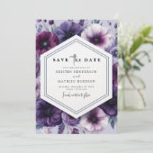 Save The Date Chic Romantique violet Mariage floral (Debout devant)