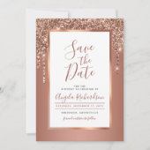 Save The Date Chic Rose Gold Parties scintillant Drivers Anniver (Devant)