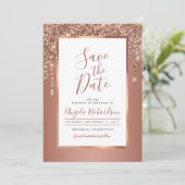 Save The Date Chic Rose Gold Parties scintillant Drivers Anniver (Debout devant)