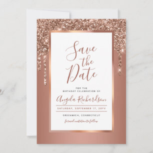 Save The Date Chic Rose Gold Parties scintillant Drivers Anniver
