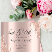 Save The Date Chic Rose Gold Parties scintillant Drives Enregist
