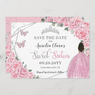 Save The Date Chic rose Sweet sixteen Floral Brown Princesse
