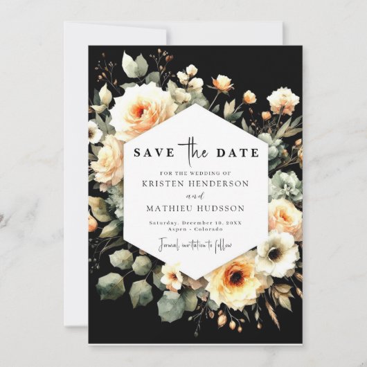 Save The Date Chic Rustic Peach Mariage (Devant)