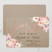Save The Date Chic Rustique Fleurs Enregistrer La Date (Devant / Derrière)