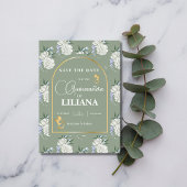 Save The Date Chic Sage Green Arch Papillons Quinceañera