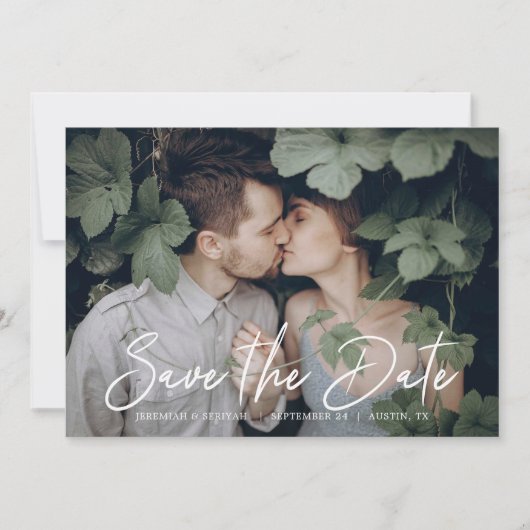 Save The Date Chic Script Faire part de photo (Devant)