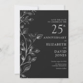 Save The Date Chic Silver 25e anniversaire Mariage Enregistrer l (Devant)