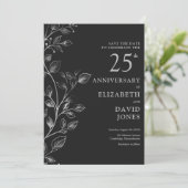 Save The Date Chic Silver 25e anniversaire Mariage Enregistrer l (Debout devant)