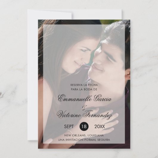 Save The Date Chic simple photo Elégant Mariage espagnol (Devant)
