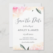 Save The Date Chic Spring Pink Peony Calligraphie Enregistrer la (Devant)