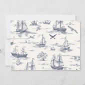 Save The Date Chic Toile Nautique de Jouy Bow Mariage (Dos)