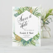 Save The Date Chic Tropical Palm Feuille Été Enregistrer La Date (Debout devant)