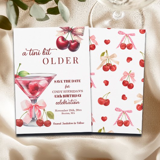 Save The Date Chic Un Peu Plus Vieille Martini Cerise 45e Annive