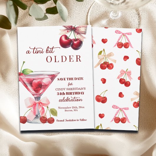 Save The Date Chic Un Peu Plus Vieux Cherry Martini 34e Annivers