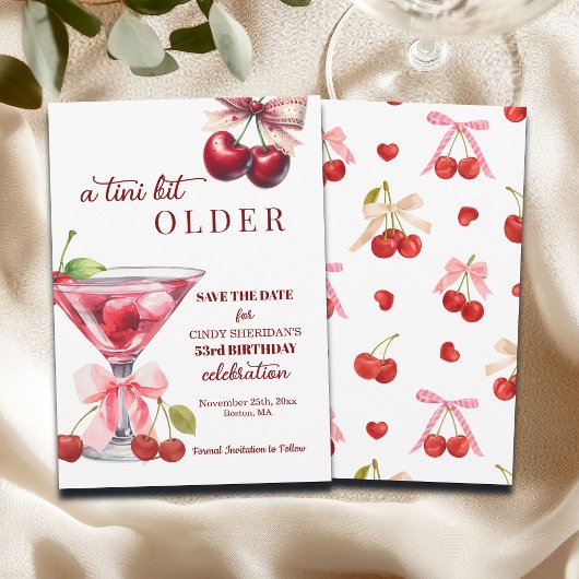 Save The Date Chic Un Peu Plus Vieux Cherry Martini 53e Annivers