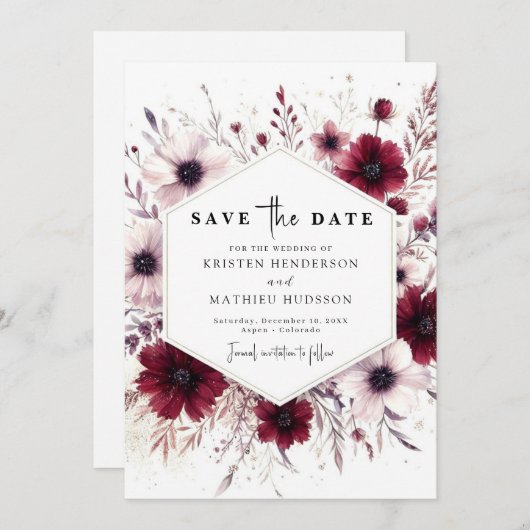 Save The Date Chic unique Mariage de Bourgogne (Devant / Derrière)