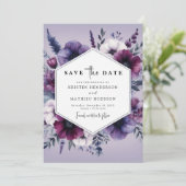Save The Date Chic unique violet Mariage floral (Debout devant)