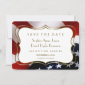 Save The Date Chic USA flag Gold Wedding Enregistrer la date (Devant)