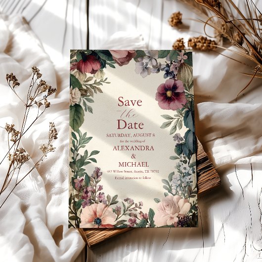 Save The Date Chic victorien Royal Floral Mariage