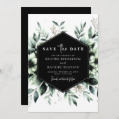 Save The Date Chic Whimsical Botanique Sage Mariage vert (Devant / Derrière)