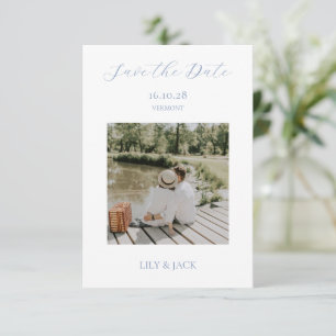 Save The Date Chic White Script Couple Photo Enregistrer La Cart