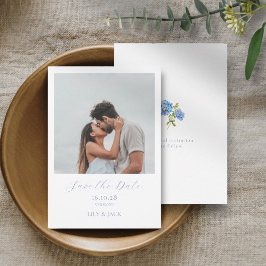 Save The Date Chic White Script Couple Photo Enregistrer La Cart