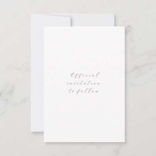 Save The Date Chic White Script Couple Photo Enregistrer La Cart (Dos)