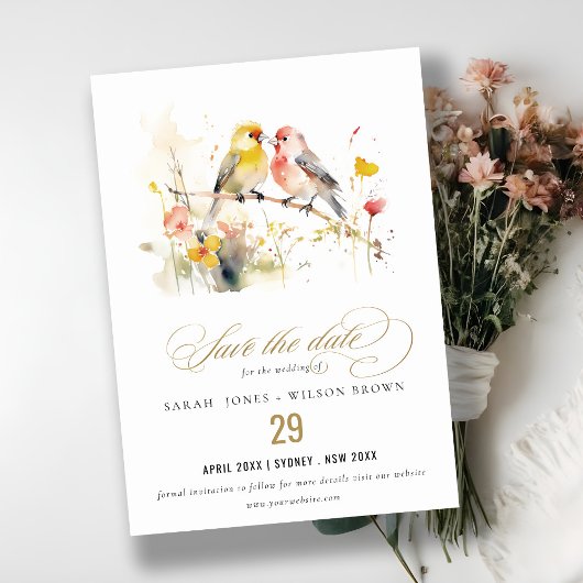 Save The Date Chic Wild Botanical Aquarelle Inséparables Mariage