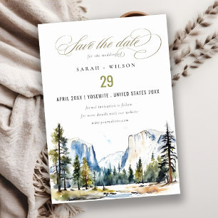 Save The Date Chic Yosemite National Park CA Watercolor Mariage