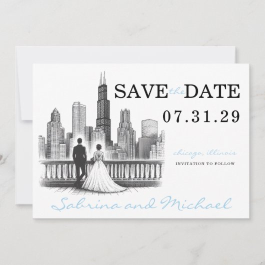 Save The Date Chicago Couple (Devant)