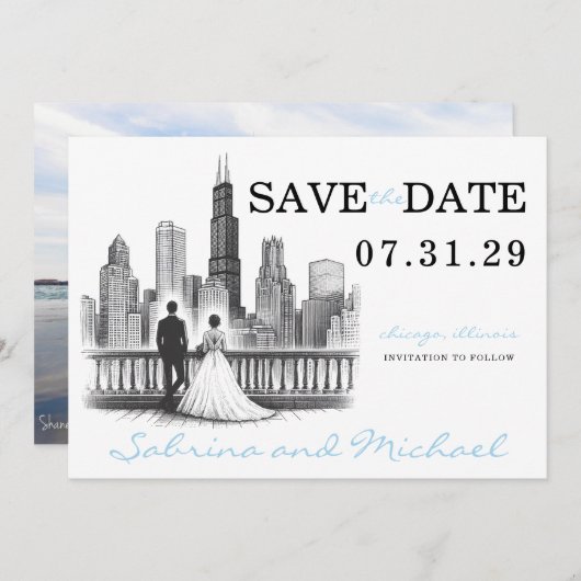 Save The Date Chicago Couple (Devant / Derrière)