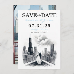 Save The Date Chicago Couple