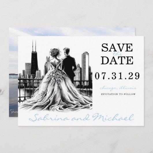 Save The Date Chicago Couple (Devant / Derrière)