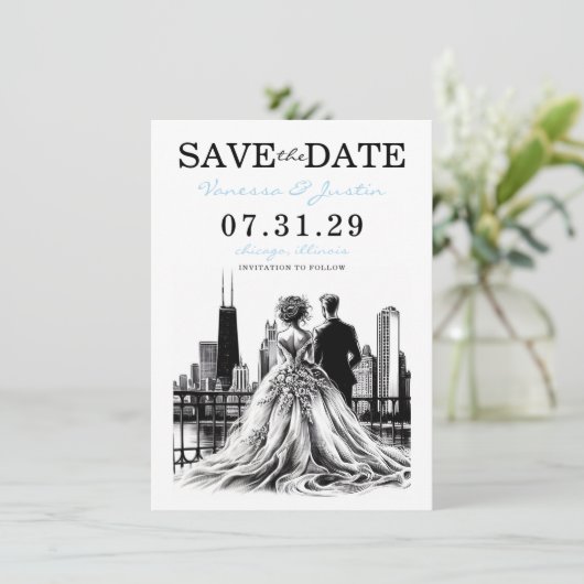 Save The Date Chicago Couple (Debout devant)