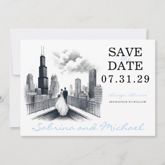 Save The Date Chicago Couple (Devant)