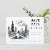 Save The Date Chicago Couple (Debout devant)