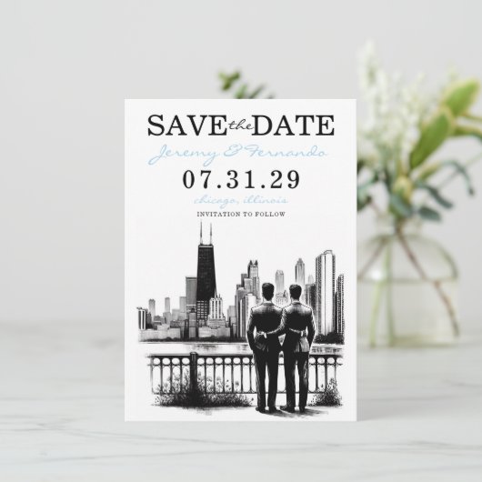 Save The Date Chicago Grooms (Debout devant)