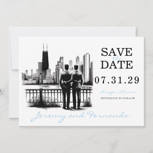 Save The Date Chicago Grooms (Devant)