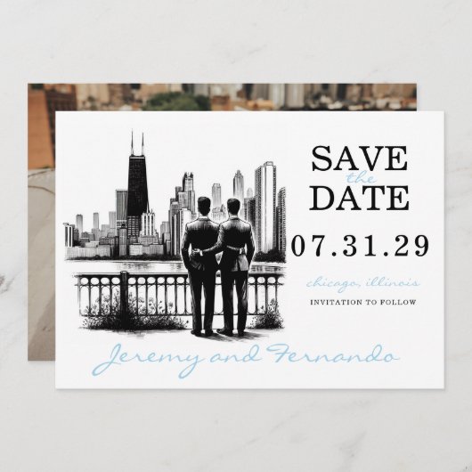 Save The Date Chicago Grooms (Devant / Derrière)