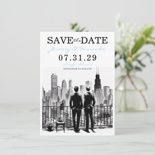 Save The Date Chicago Grooms (Debout devant)