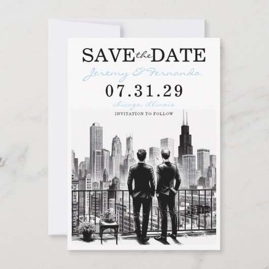 Save The Date Chicago Grooms (Devant)
